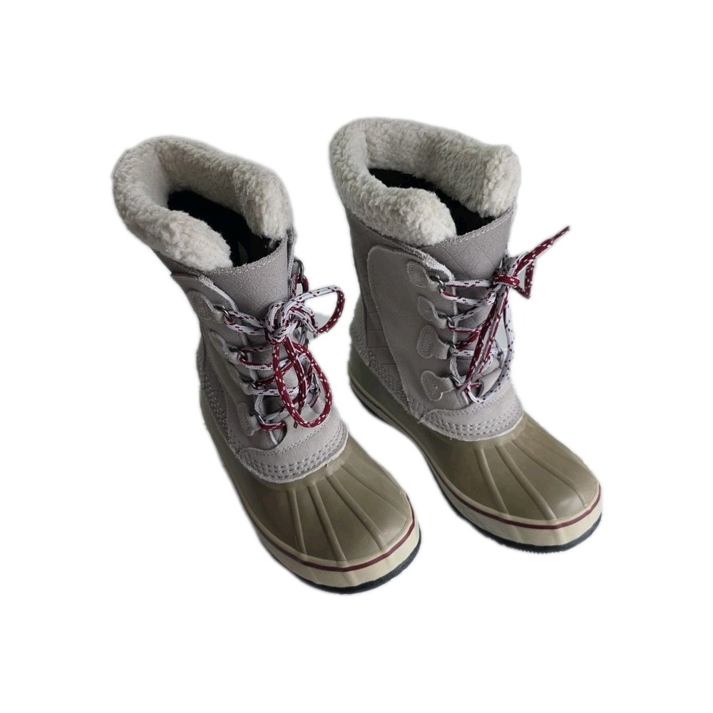 L.L.Bean Women's Winter Snow Boots Gray Maroon Size 6 Medium Waterproof #284882